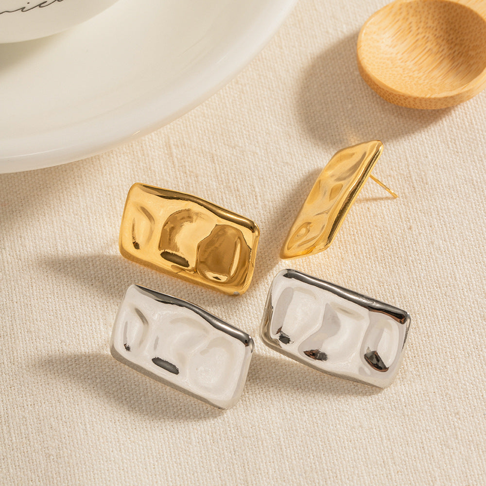 Wholesale Geometric Square Titanium Steel Gold-plated Earrings